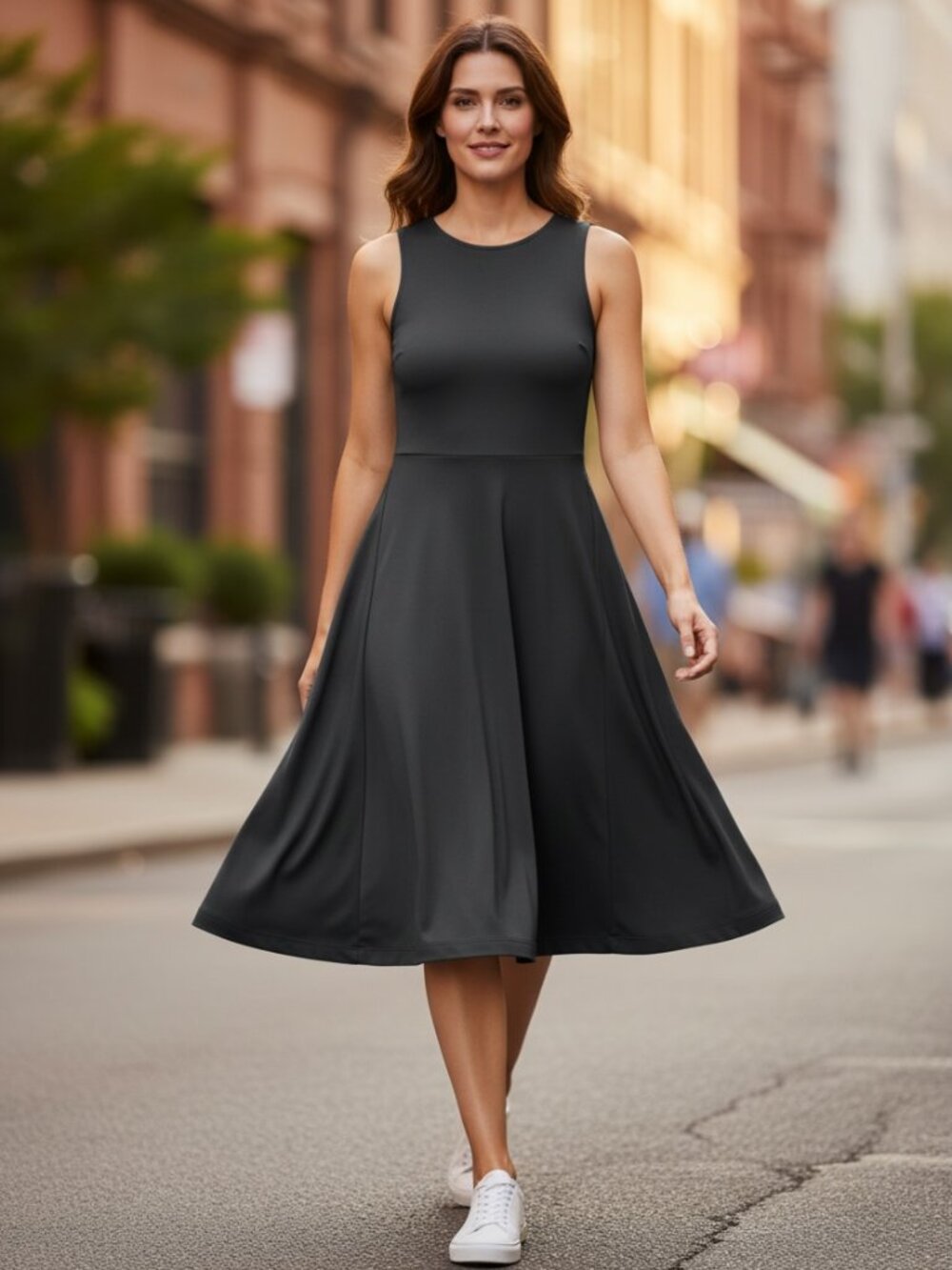 Ann Taylor Sleeveless Fit and Flare Minimalist Black Dress Sz M #211H